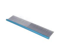TYCIONG Stainless Steel Pet Combs Two Different Densities for Tangled Hair Non Slip Handle Dog Grooming Comb with Rounded Ends (Blue 22cm/8.7in)