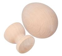 TYCIONG Wood Easter Egg Unpainted Fake Egg for DIY Craft Kids Drawing, 2.36 Inch Wooden Cup Holder (Realistic Wood Color)