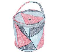 TYCIONG Yarn Bag, Circular Bucket Design Knitting Storage Organizer with Oxford Cloth, for Travel Home Use Crochet Accessories (Blue Geometry)