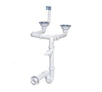 Tycner 115mm Stainless Steel Double Bowl Kitchen Sink Waste Kit & P Trap Sink Strainer