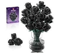 TYCOLE Black Roses Flower Building Set, Christmas Artificial Bouquet Kit Compatible With Famous Bricks - Indoor Plant Decorations for Home & Office - Romantic Gift for Women and Girls 6+