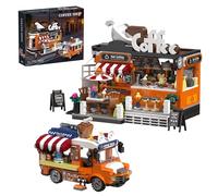 TYCOLE City Coffee House Building Blocks Set, 1185 Pcs Cafe Shop Building Toys with Moveable Coffee Car, STEM Construction Toys Model for Home Decor, Birthday Gift for Adults Kids Boys Girls 8-12