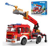TYCOLE City Fire Engine Truck with Ladder Toy, Technic Building Blocks Car Sets, STEM Bricks, Collectible Emergency Vehicle Kit Model, Birthday Gift for 6+ Year Old Boys and Girls & Adults (798Pcs)