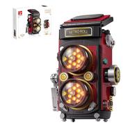 TYCOLE Retro Camera Building Blocks Sets with Lights, DIY Camera Building Toys with Twin-Lens Reflex Design, Unique Collectible for Home Decor, Christmas Birthday Gift for Adults Boys age 8-12(719Pcs)