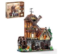 TYCOLE Wood Cabin Building Blocks Set 1436Pcs with LED Lighting, Mechanical Functions & Rotating Windmill Waterwheel, Modular Architecture Model Construction Toy for Adults Teenagers Kids Boys Girls