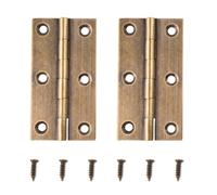 Tycoonest 2Pcs Brass Door Hinges 3 Inch with Screws, Decorative Antique Bronze Vintage Folding Butt Hinges for Doors Windows Cabinets Wooden Boxes