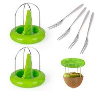 Tycoonest Kiwi Cutter Set, 2-in-1 Fruit Peeler, Kiwi Divider with 4 Small Stainless Steel Fruit Forks, Slicer Kitchen Gadgets Tools for Pitaya, Mango, Vegetable