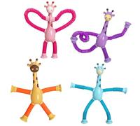 TyCylKu 4 Pcs Telescopic Suction Cup Giraffe Toy ABS 18x14cm Telescopic Giraffe Suction Toy, Stretchy Giraffes Suctions Toys, Animal Sensory Toys, Puzzle SuctionCup ShapeToys For Kids Boys Girls