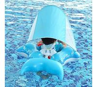 TyCylKu Baby Float - Skin-Friendly Swimming Float - Foldable Fun Shark Shape Ring with Shade for Swimming Outdoor Backyard Kids Toddler Boy Girl