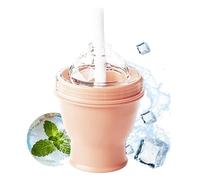 TyCylKu Ice Ball Maker Cup, Portable Foldable Reusable Leakproof Bottle, with Straw and Lid Ice Block Bottle, for Whiskey Coffee Juice Cocktail Drinks Home Gym Travel