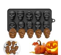 TyCylKu Skull Silicone Mold - 10-Cavity Halloween Mold Baking Pan - Halloween Dessert Making Pan for Candy Pastry Decoration Snack Pudding Cookie Ice Block, Kitchen Tool