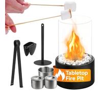 TyCylKu Table Fire Pit, Iron, 27 x 16 cm, Indoor Fireplace, Safe Table Stove with Scalding Protective Cover, Stand, Table Fireplace, Indoor for Desk, Bedside Table, Balcony, Apartment