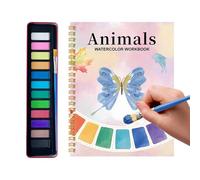 TyCylKu Watercolour Workbook for Adults - Beginner Friendly with 12 Watercolours and Brushes - Children's Drawing Workbook | For Girls Men Women Home School Travel Education