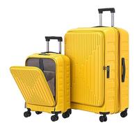 TydeCkare 2 Pieces 19/29 Luggage Sets, 29 Inch Side Opening Checked Suitcase & 19 Inch Carry On Luggage with Front Pocket, Ligthweight ABS+PC Hardshell, Orange