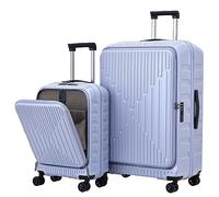 TydeCkare 2 Pieces 19/29 Luggage Sets, 29 Inch Side Opening Checked Suitcase & 19 Inch Carry On Luggage with Front Pocket, Ligthweight ABS+PC Hardshell, Lilac Purple