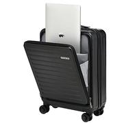 TydeCkare 20 Inch Carrry On Luggage with Front Zipper Pocket & Expandable, 37-41L, Lightweight ABS+PC Hardshell Suitcase with TSA Lock & Spinner Silent Wheels, Convenient for Trips, Black