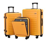 TydeCkare 3 Pcs (20/24/28) Luggage Set, Hardshell ABS+PC with TSA Lock, 20" 55 * 40 * 20cm Carry On with Front Pocket, 24" 65L and 28" 101L Checked Luggage, Orange