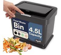 Tydi 4.5L Food Waste Bin with Press-Button Lid, Dark Grey