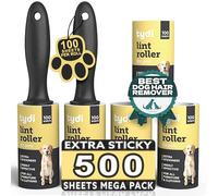 Tydi Pet Lint Rollers - 500 Sheets of Lint Roller Refills & 2 Handles - 100 Sheets per Sticky Clothes Roller - Lint Rollers for Pet Hair - Reusable Lint Roller for Clothes - Fluff Remover for Clothes