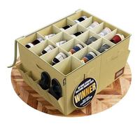 Tydi Shoe Storage Box - Ultra-Stiff Shoe Organiser with Clear Zip Cover, Tag Insert & 16 Compartments - Stackable Shoe Storage Solution & Space Saver for Closet & Wardrobe - Beige