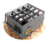 Tydi Shoe Storage Box - Ultra-Stiff Shoe Organiser with Clear Zip Cover, Tag Insert & 16 Compartments - Stackable Shoe Storage Solution & Space Saver for Closet & Wardrobe - Grey