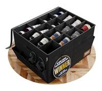 Tydi Shoe Storage Box - Ultra-Stiff Shoe Organiser with Clear Zip Cover, Tag Insert & 16 Compartments - Stackable Shoe Storage Solution & Space Saver for Closet & Wardrobe - Black