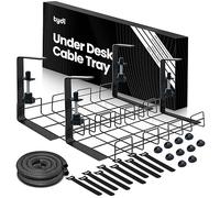 Tydi Under Desk Cable Management - 2X Trays, 40 cm Long, Black Plastic, Screw-In, Classic Style