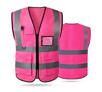 Tydon Guardian Reflective Safety Vest for Women Men High Visibility Security Pockets Zipper Front Meets ANSI/ISEA Standard (Cloth, Pink, 2XL)