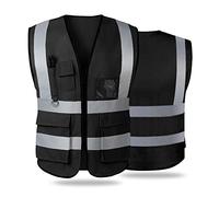 Tydon Guardian Reflective Safety Vest for Women Men High Visibility Security Pockets Zipper Front Meets ANSI/ISEA Standard (Mesh, Black, 3XL)