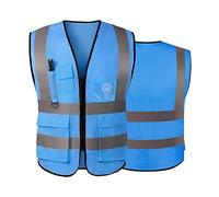 Tydon Guardian Reflective Safety Vest for Women Men High Visibility Security Pockets Zipper Front Meets ANSI/ISEA Standard (Mesh, Blue, S)