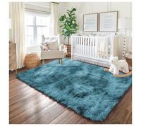 (TYE DYE TEAL, 120cm x 170cm (4ft x 5ft 8")) Large Non Slip Rugs Soft Shaggy Fluffy Runner Rug & Bath Door Mats