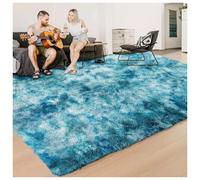 (TYE DYE TEAL, 160cm x 230cm (5ft 4" x 7ft 8")) Large Non Slip Rugs Soft Shaggy Fluffy Runner Rug & Bath Door Mats