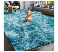 (Tye Dye Teal, 200 x 290cm (6ft 7" x 9ft 6")) Thick Shaggy Non Slip Rugs Living Room Area Rugs Hallway Runner Round Rugs & Door Mats