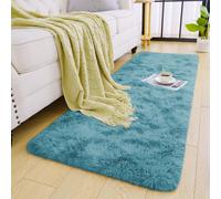 (TYE DYE TEAL, 60cm x 220cm (2ft x 7ft 7")) Large Non Slip Rugs Soft Shaggy Fluffy Runner Rug & Bath Door Mats
