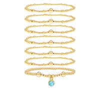 Tyebiva Colorful Cubic Zirconia Charm Stack Bracelets Set for Women, Gold Beaded Stackable Bracelet Fashion Jewelry Gift., 5 UK, Brass, Cubic Zirconia