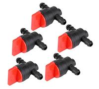 Tyenaza 1/4" Drip Irrigation Barbed Ball Valve -lawnmower Fuel on off Tap, 5pcs Fuel Gas Tank Shut off Valve Cut-off Switch Garden Brush for Garden Drip Irrigation Aquarium Hose Tube