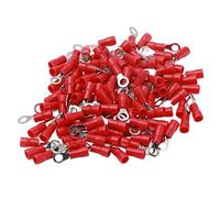 Tyenaza 100Pcs Insulated Ring Terminal, Pre Insulated Ring Crimp Terminals Copper PVC Wire Connector Electrical Crimp Connector for Boat Truck Stereo Machinery AWG 22 16 (RV1.25-4)