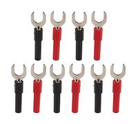 Tyenaza 10pcs Banana Y Spade Plug Red Black 4mm Jack Copper Plated Safe, for Multimeters Electronic Applications