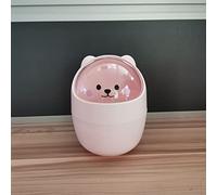 Tyenaza 15.5x11cm Mini Desktop Trash Can, Cute Appearance Large Opening Desk Plastic Garbage Can Detachable Waste Basket with Lid (Roseate)