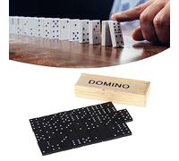 Tyenaza 28 Pieces Black Domino Set, Fine Polishing Wood Domino Game Travel Dominoes, for Camping, Travel, Family, Living Room (14.6 x 5 x 3cm)