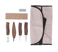 Tyenaza 4PCS Wood Carving Tools with Sharpening Stone Leather Strop Walnut Handle Digging Sculpting Set for Woodworking Projects