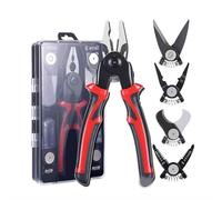 Tyenaza 5 in 1 Pliers Set, Interchangeable Heads 8 Inch Handle Wire Pliers Tool for Cable Cutting Stripping Crimping