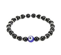 Tyenaza 5 Pcs Turkish Blue Evil Eye Bracelet Pack for Men, Adjustable String and Beaded Charm Bracelets, Summer Accessory, Stretch Bracelet with Hamsa and Evil Eye Design