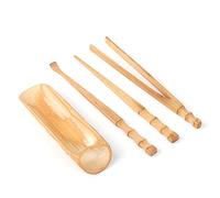 Tyenaza Bamboo Tea Set, 4Pcs Gongfu Tea Set Natural Bamboo Tea Set Chinese Classic Tea Tool Set Clip Needle Shovel Spoon Tea Ceremony Accessories for Household Restaurant Tea House