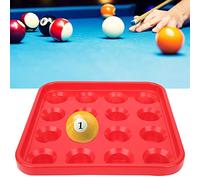 Tyenaza Black Plastic Billiard Ball Tray, 16 Holes Storage Holder Box Billiards Accessories(25x25x4cm) (Red)