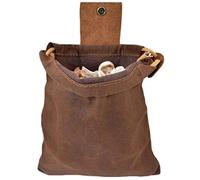 Tyenaza Canvas Belt Bag, Leather and Canvas Bushcraft Bag Collapsible Waxed Canvas Foraging Pouch for Hiking (café)