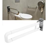 Tyenaza Foldable Toilet Grab Bar, Handles Prevent Slip Flip Up Grab Arm Hand Grips Bathroom Seat Support Bars, for Elderly Disabled Pregnant (White)