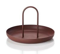 Tyenaza Handle Serving Tray, Metal Round Portable Table Top Storage Tray Style with Handle (Chili Red)