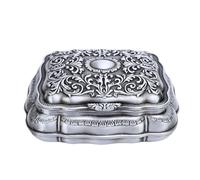 Tyenaza Luxury Rectangle Jewelry Box,Zinc Alloy Multifunctional Vintage Trinket Organizer Earrings Necklace Bracelet Storage Box