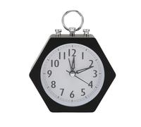 Tyenaza Polygon Alarm Clock, Metal Shell Stable Quiet Compact Alarm Clock, Analog Alarm Clock for Student Bedroom Travel Bathroom Living Room Black